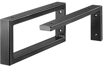 SPONHOLZ Waschtischkonsole Handtuchhalter Winkel Schwerlastträger stabil schwarz massiv 35 cm 45 cm (1 Winkel 45 cm + 1 Handtuchhalter 45 cm)