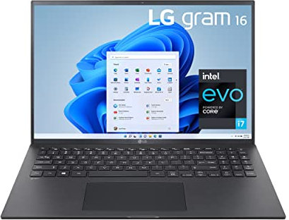 Dell LG gram 16Z90P Laptop 16 ultra-leggero, (2560 x 1600), Intel Evo Core i7 di 11a generazione, 16 GB di RAM, SSD da 1 TB, Windows 11 Home, batteria 22 ore, Alexa integrato, 2 x USB-C, HDMI, USB-A