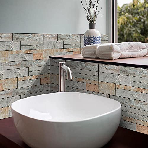 Vinilos Pared Cocina Patrón De Roca Gris Vinilo Adhesivo Cenefas Adhesivas Baño Cocina Azulejos Decorativos Adhesivos Ba?o DIY Mueble18P, 15cm x 30cm