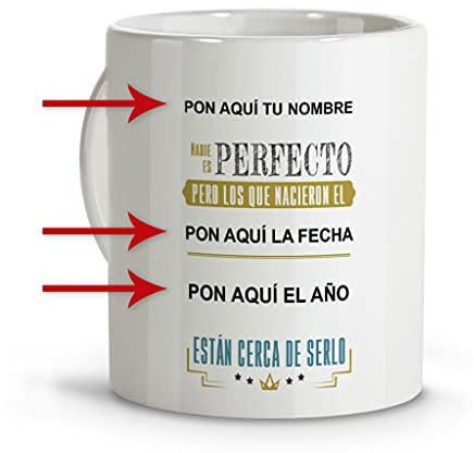 LolaPix Taza Desayuno Personalizada. Tazas Personalizadas. Tazas Desayuno Originales. Varios diseños. Capacidad 330ml. CUMPLEAÑOS