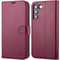 OCASE Handyhülle für Samsung Galaxy S22 5G Hülle [Premium PU Leder] [Kartenfach] [Standfunktion] Cover RFID Schutzhülle Etui Klapphülle Burgundy 6,1 Zoll