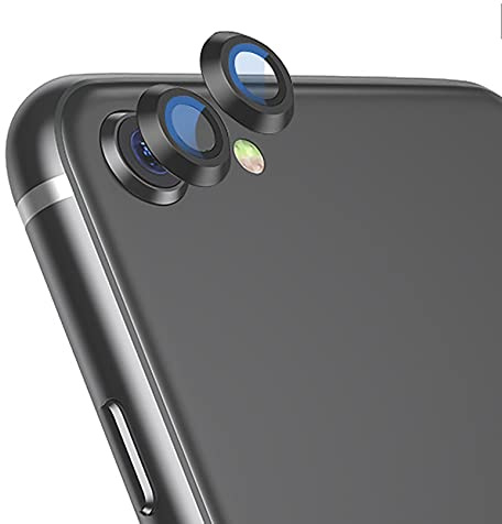 GIOPUEY [2 Pack] Kamera Schutz für iPhone SE 2022, iPhone SE3 Glas Schutzfolie Kamera [2 in 1 Material] Metallbordüre + Schutzglas - Black
