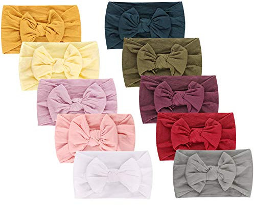 DRESHOW 10 Pcs Bébé Bandeaux Bébé Fille Bandeau Cheveux Bande de Cheveux Arc Bande de Cheveux Bandeaux Accessoires Bébé Fille Enfant Turban Bandeau