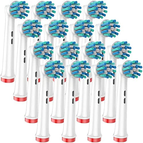 YanBan Ersatz-Zahnbürstenkopf, kompatibel mit Oral B der elektrischen Zahnbürste, abgewinkelte Borsten für eine gründlichere Reinigung, 16 Stück