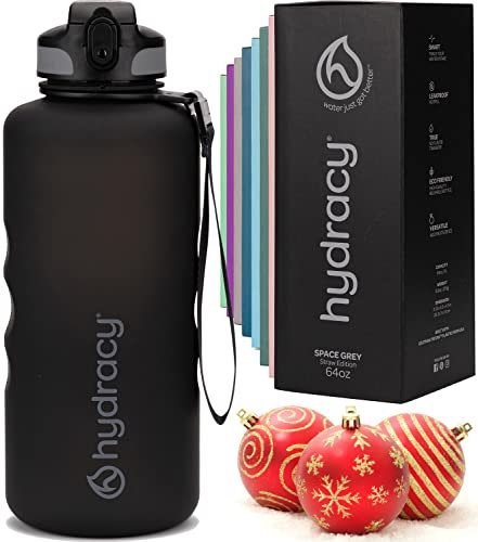 Hydracy Gourde d'Eau 2L sans BPA, Bouteille avec Marqueur de Temps, Paille et Verrouillage Sécurisé - Housse en Néoprène, Étanche, Anti-Fuite, Réutilisable, Légère - Idéal pour Sport, École, Travail