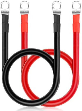 EEEKit 2Pcs 6AWG Car Battery Cables, 50cm 12V/24V 13.3 mm² Battery Inverter Cables, with SC16-10 Ring Terminals for Auto, Marine, Solar, RV