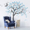Studio Quee Großer Baum Wandaufkleber mit Eule, Mond und Sternen Kinderzimmer Wandbild Dekoration 088 (Äste nach rechts, Dunkelgrau, Eisblau, Mittelgrau)
