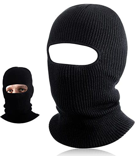BBTO 1 Loch Sturmhaube Gestrickte Gesichtsmaske Schwarze Skimaske Winddichte Gestrickte Vollgesichtsabdeckung für Männer Frauen