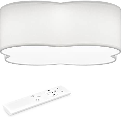 Navaris LED Deckenleuchte Blumenform 4 Blätter - dimmbar mit Fernbedienung - verstellbare Farbtemperatur - Design Stoff Deckenlampe - Weiß