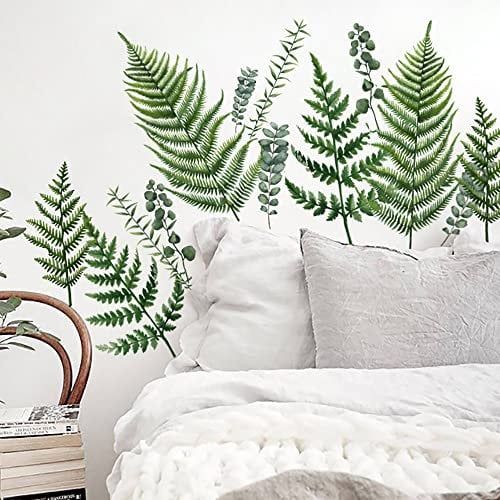 Runtoo Wandtattoo Grüne Pflanze Wandsticker Farn Blumenranke Wandaufkleber Wohnzimmer Kinderzimmer Schlafzimmer
