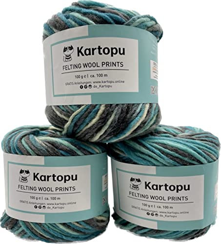 Filzwolle – große Farbauswahl – 3x100gr (300gr) – harmonisches Strickbild - 100% reine Schurwolle – Ökotexzertifiziert - hochwertige Wolle zum Filzen – Lauflänge per 100gr ca. 100m (3158)