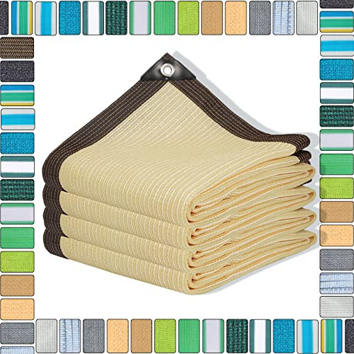 SDLLG Tenda da sole con occhielli, 90% resistente ai raggi UV, in HDPE giallo, 1 x 1 m, rete di protezione UV, leggera e durevole, adattabile per ristoranti all'aperto, mercato esterno