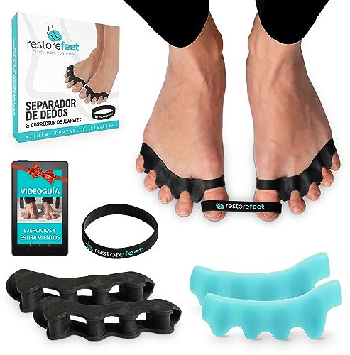 Correcteur Hallux Valgus & Séparateur Orteil – 2 Paires + Bande Anti-Juanettes – Écarteur Orteil Silicone Sans BPA – Alignement Orteils Croisés – Taille Unique Unisexe