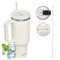 STARLA Mug Isotherme avec paille et poignée, 1,2l grand, 2 couvercles, tasse isotherme étanche, tasse à café à emporter, tasse à eau, tasse à boisson, tasse de voyage, tasse à boire (Crème)