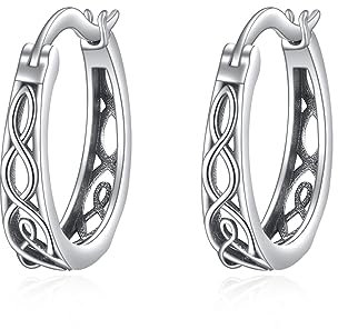 Keltische Knoten Ohrringe Sterling Silber Kleine Huggie Creolen Irischer Schmuck Geschenke für Frauen und Mädchen