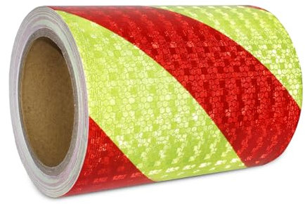 XFXIA Nastro Adesivo Catarifrangente Rosso e Giallo 15 cm x 10 m Nastro Riflettente Adesivo Stradale Promemoria Di Sicurezza Ad Alta Visibilità Per Auto Moto Bicicletta Attività Notturna