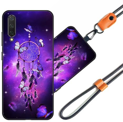 JEZSTHAI Cover Compatibile con Xiaomi Mi A3 Custodia in Silicone TPU Morbido con Cordino/Laccio Tracolla Cellulare,Antiurto AntiGraffio Protettiva Bumper Case con Disegno Motivi,Cover*A01