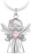 Fugoviin Schutzengel Schlüsselanhänger mit Edelsteinen und Fliederblumen, Schutzengel Glücksbringer mit Edler Geschenkbox, Kleine Geschenke für Freundin, Mutter, Schwestern, usw.