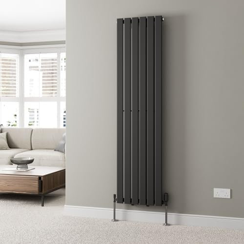 Radiant Living Designer Radiator Black Vertical Single Flat Panel Rads 1800x452mm Modern Steel Central Heating