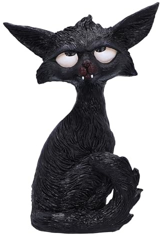 Nemesis Now Set 21 cm, schwarz, Katzenfigur, Sammlerstück, Geschenkartikel | Kunstharz, schwarze Katze, gegossen aus feinstem Harz, fachmännisch handbemalt