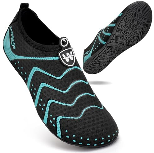 WateLves Badeschuhe Wasserschuhe Herren Damen Schwimmschuhe Strandschuhe Aquaschuhe Schnell Trocknend Breathable Surfschuhe Beach Pool Unisex(Technologie Blau 44/45)