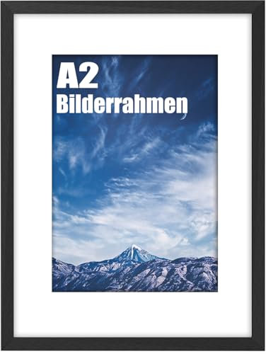 wyewye A2 Bilderrahmen, Rahmen A2 Holzplakatrahmen mit Plexiglasfenster für Wanddekoration für Wohnzimmer, Schlafzimmer, Büro Schwarz 1p