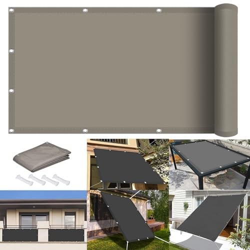 Sonnensegel Sonnenschutz Windschutz 7.5 x 8.5 m 98% UV Schutz Sonnensegel Sonnenschutz Rechter Winkel mit Ösen Und Kordel,PES Polyester für Garten Balkon Terrasse Camping, Khaki
