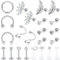 YADOCA 23 Stück Piercing Ohr Tragus Piercing Schmuck Edelstahl Knorpel Conch Helix Piercing Ohrringe für Frauen Mädchen Lippen Clicker Piercing Ringe Ohrstecker Helix Piercing Schmuck