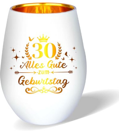 Belillpipi 30 Geburtstagsgeschenke für Frauen, 30 Geburtstag Windlicht Deko aus Glas Teelichthalter mit Gravur Geschenke für 30 Geburtstag Frau Weihnachten