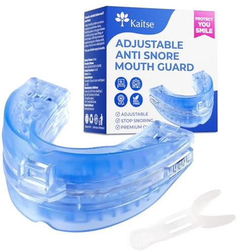 Kaitse Anti Snore Devices for Sleep: Snoring Solution for a Good Sleep - Ideal Adjustable Anti Snoring Mouth Guard for Family and Friends (Blue)