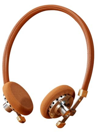 ROSESELSA Ferne Berge On Ear HiFi-Kopfhörer mit Kabel OOTD Vintage Kopfhörer Promi-Kopfhörer Modische Outfits für Street Snap Live-Kamera MMCX, 3,5 mm (ohne Dongle, Braun)