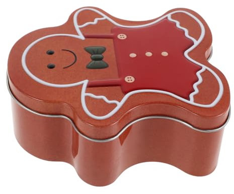 KOMBIUDA Gingerbread Man Tin Box with Lid Large Christmas Cookie Storage Holiday Biscuit Container Airtight Tinplate Jar Festive Candy Treat Box
