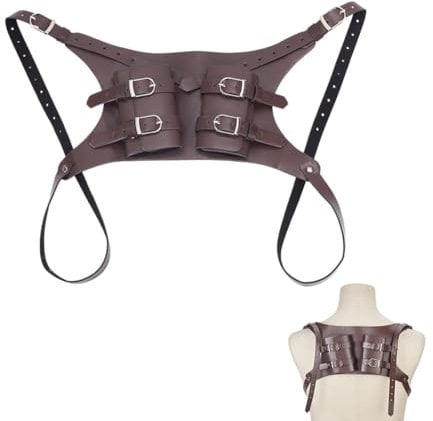 NBEADS Soporte para la Espalda de la Espada, Funda de Hombro Ajustable para Espada Cinturón de Cuero con Doble Espalda para Espada Y Katana para Fiesta de Cosplay, Coco Marrón