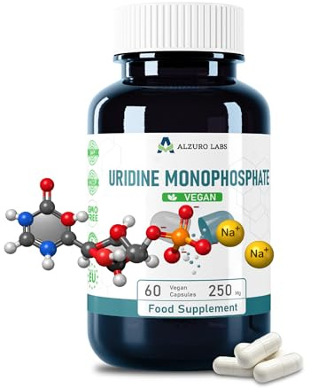 Alzuro Labs Uridinmonophosphat | 250 mg | Hochdosiert, ein Inhaltsstoff | 60 vegane Kapseln | 2-Monats-Vorrat | Uridine Monophosphate | GMP & Laborgeprüft