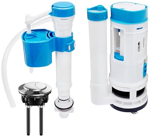 Toilet Flush System Replacement, Adjustable Toilet Cistern Flush Parts Toilets Dual Flushs Valve with Push Button for Drain Valve Repair
