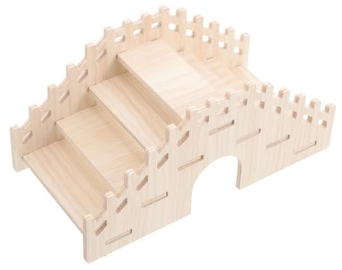EXAOMBLE Holzleiterbrücke Zum Spielen Und Trainieren Für Kleintiere Wiederverwendbar Aus Natürlichem Holz Robust Und Sicher Praktisch Für Hamster Chinchillas Und Ratten