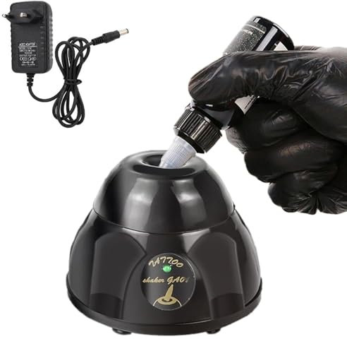 Mini Vortex Mixer Farbmischer Tattoo Tintenmischer 5200 U/min, Rutschfeste Saugnäpfe für Tinte Flüssigkeit Flasche Politur Schütteln Nagellack Pigment (Schwarz)