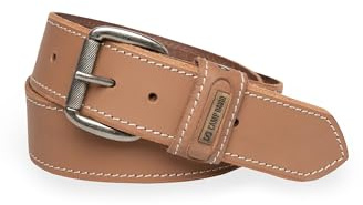 Camp David Herren Ledergürtel aus Büffelleder mit Kontrastnaht, Logo-Plakette, 4,5 cm Breiter Jeansgürtel
