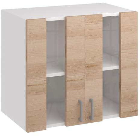Küchenhängeschrank Hängeschrank Küche Oberschrank Wandschrank 80 cm | Höhe 60 cm, Tiefe 31,6 cm, 2 Türen, 2 Fächer, Melaminbeschichtet, Feuchtigkeitsbeständig, Wandmontage