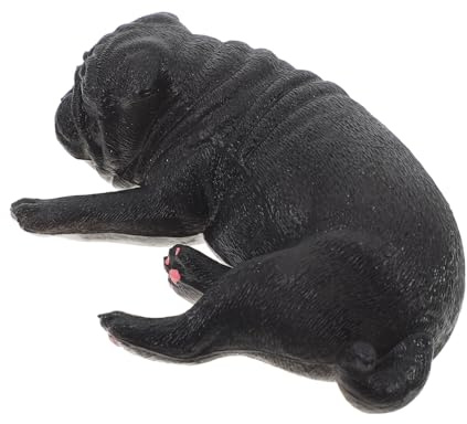 HONITANO Lebensechte Mops Hundefigur aus Kunststoff, 1 Stück, Schwarz | Tischdeko für Haus und Ablage, Kreative Form mit Liebevoller Ausführung, Tierfigur für Sammlung