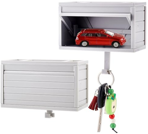 CRAFTYMELODY 2Pcs Key Holder for Wall Light Gray Car Garage Key Holder with Opening Door Plastic Lock Opener Keys Organizer Wall Mount Easy Installation Keys Rack for Entryway Small Car Garage