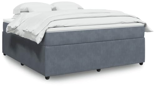 Emmtore Boxspringbett, Polsterbett Bett mit Matratze Matratzenauflage, Bettgestell mit Lattenrost,Bett für Schlafzimmer,Dunkelgrau,180 x 200 cm