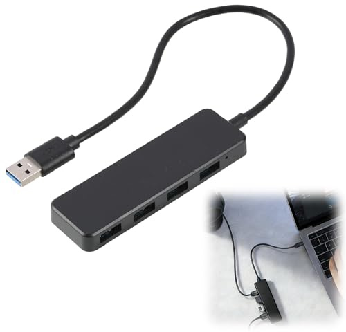 USB 3.0 Hub, 4 Port USB Hub, Ultra Slim USB Splitter with 5Gbps Data Transfer USB A Expansion Hub for Mouse Keyboard Flash Drive Card Reader Printer Compatible with Laptop Desktop PC Game Console Offi