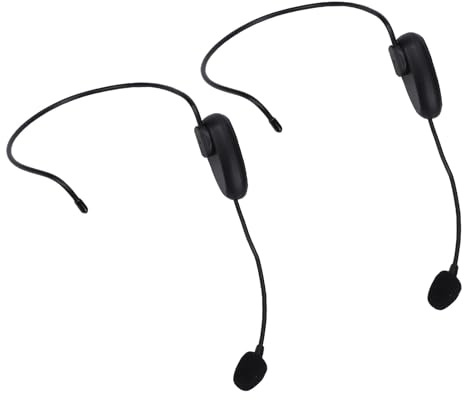 Cryfokt Microfono Auricolare Wireless Interfacce Doppie, Batteria Ricaricabile per Amplificazione Vocale, 2 Trasmettitori 1 Ricevitore 2 Kit Staffa per Archetto (1 per)