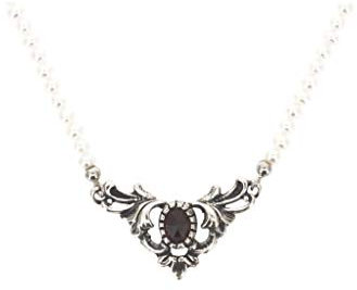 Gerry Eder Halskette 15.9604P Damen Collier Granat Perle Sterling-Silber 925 Trachtenschmuck 42 cm