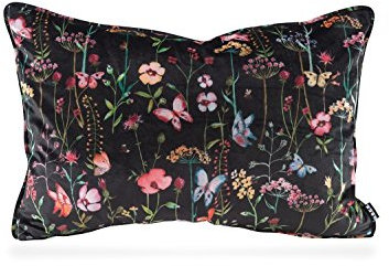 H.O.C.K. Just Velvet Kissen inkl. Füllung Samt Blumen Floral einfarbig mit Füllung (Black Velvet, 60 x 40 cm)