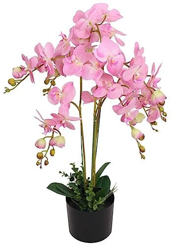 vidaXL Künstliche Orchidee mit Topf Kunstpflanze Kunstblume Dekoblume 75 cm Rosa