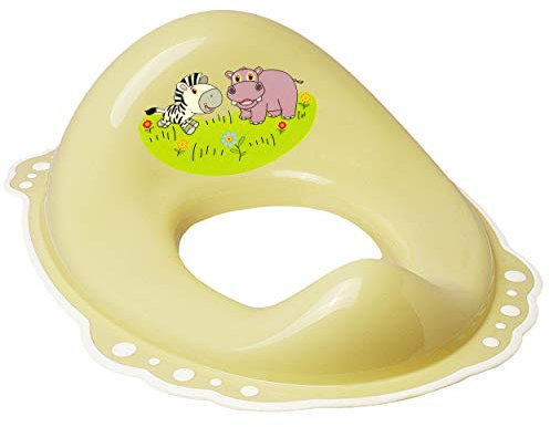 alles-meine.de GmbH Anti RUTSCH - Toilettensitz/Toilettenaufsatz/Sitzverkleinerer - beige - Creme Tiere - Zebra & Nilpferd Bieco - Standardgröße mit Lehne & Pullerschutz ..