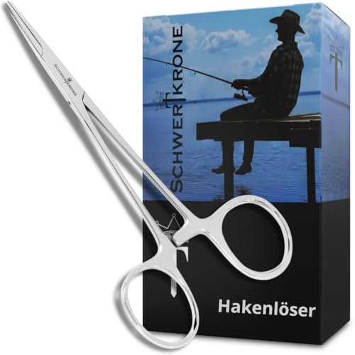 SCHWERTKRONE Pinza per Pesci, Pinze per Ganci - Morsetto Dritto - Pinze per Piercing per Animali Domestici - in Acciaio Inox igienico (13 cm)
