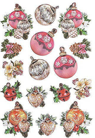 Ideen mit Herz Stickerbogen 3-D Relief-Sticker | Aufkleber | Hochwertig geprägt mit 3-D-Effekt | Din A4 Bogen mit verschiedenen Motiven (Weihnachtsbaumschmuck 05)